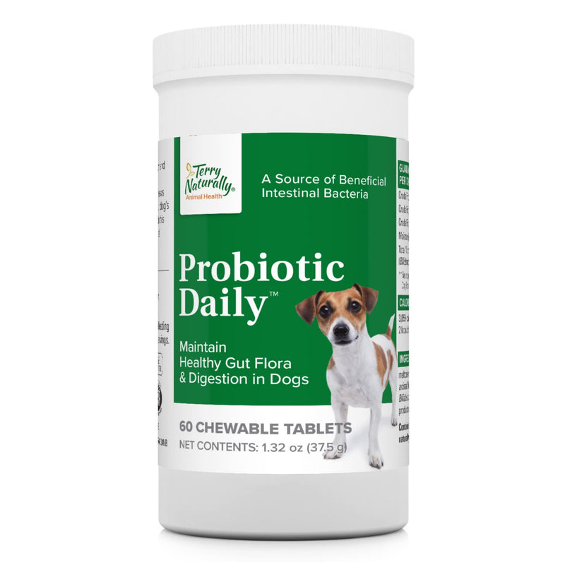 Terry Naturally Animal Health Probiotic Daily - 60 Chewable Tablets - Probiotics for Dogs, Beneficial Intestinal Bacteria to Maintain Healthy Gut Flora & Digestion - Canine Only - 60 Servings - BeesActive Australia