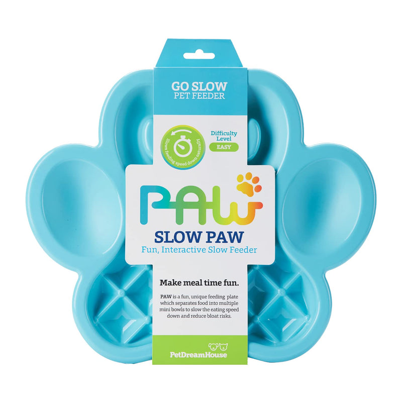 PetDreamHouse PAW Feeder Interactive Bowl for Dogs, Puppies or Cats Plate Food Treats Controls Fast Eating Anti Bloating - Blue - BeesActive Australia