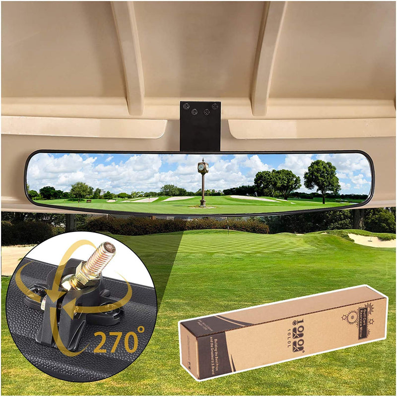 10L0L Adjustable Rotatable Golf Cart Rear View Mirror, Universal Safe 270 Rotation 16.5" Extra Wide Rear View Convex Golf Cart Mirror for EZ Go, Club Car, Yamaha - BeesActive Australia