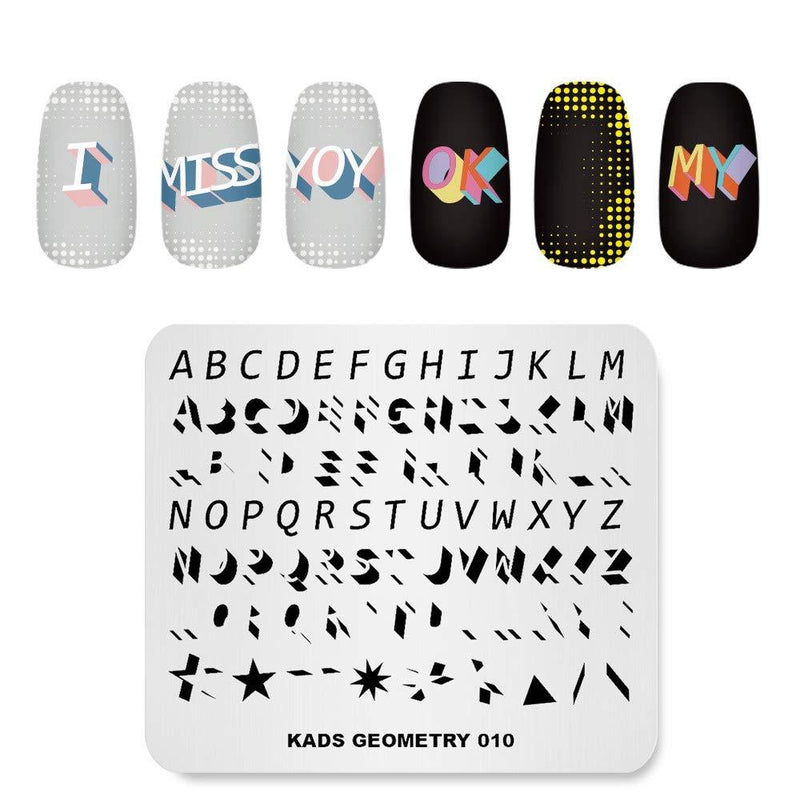 Nail Stamping Plate Fashion Geometry Words Letters Stars Patterns Theme Multi-Pattern Stamp Print Image Stamp Template Nail Art for Nail Design By Rolabling GE010 - BeesActive Australia