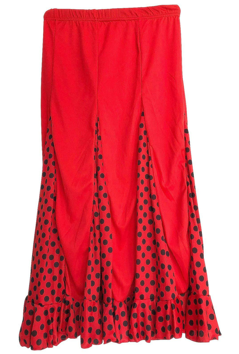 [AUSTRALIA] - La Señorita Spanish Flamenco Dance Skirt Children red Black dots Size 12 - 9/10 years 