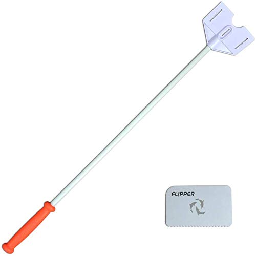 FL!PPER Flipper Platinum Aquarium Hand Scraper Tool – Glass and Acrylic Fish Tank Cleaner – Aquarium Glass Cleaner Uses Credit Card or Hotel Key – Aquarium Glass Scraper with Serrated Blade 28" - BeesActive Australia