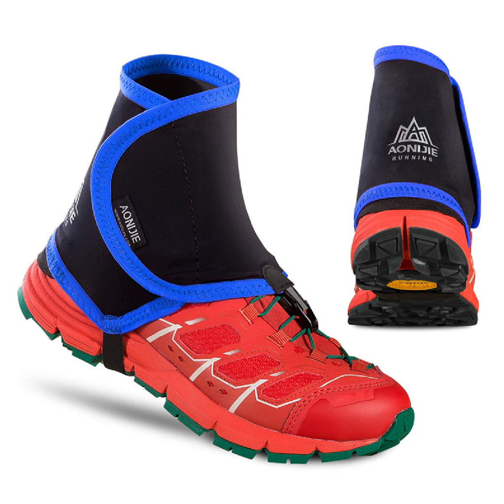 Azarxis Low Trail Gaiters Shoe Covers Wrapid Gators for Men & Women & Youth Running Hiking Climbing Blue & Black 5.5-10 Women/3.5-8 Men - BeesActive Australia