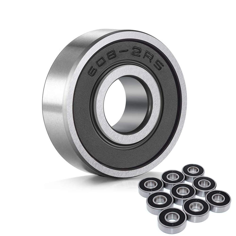 Wellgo 608-2RS Ball Bearings Skateboard Bearings Double Rubber Sealed Shielded Miniature Deep Groove Bearings 8mm x 22mm x7mm for Skateboards Inline Skate Scooter Roller Blade Skates etc -10pcs - BeesActive Australia