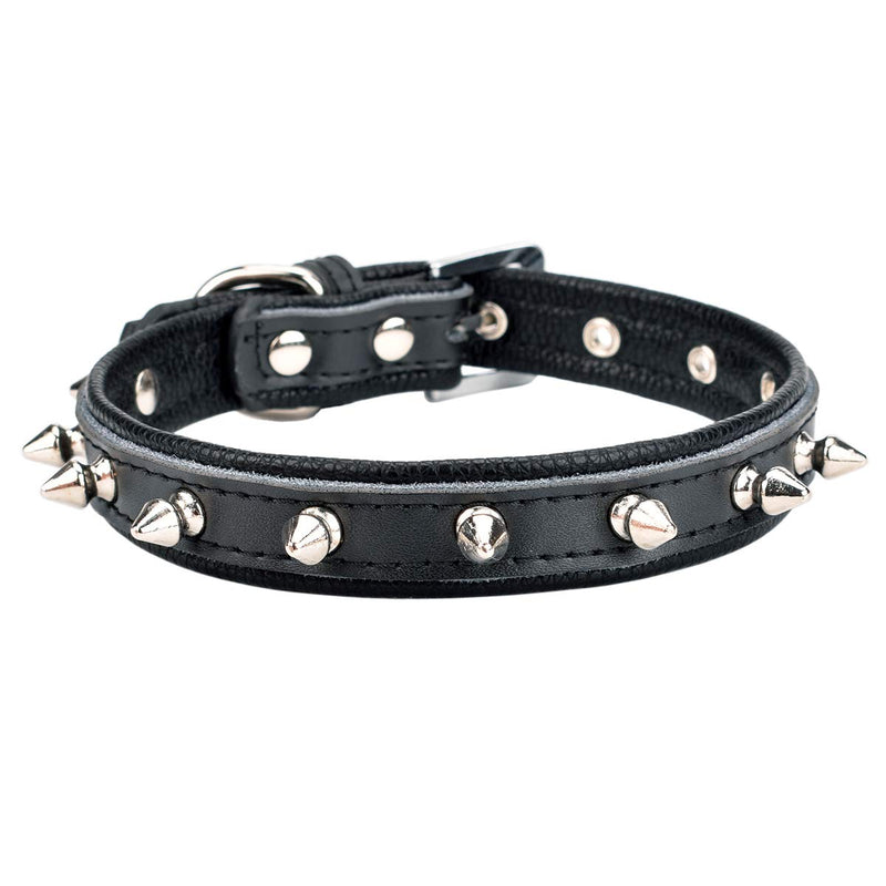 Aolove Spiked Studded Padded Leather Pet Collars for Cats Puppy Small Medium Large Dogs 14.5"-18.5" Neck * 1" Wide Black Spiked - BeesActive Australia