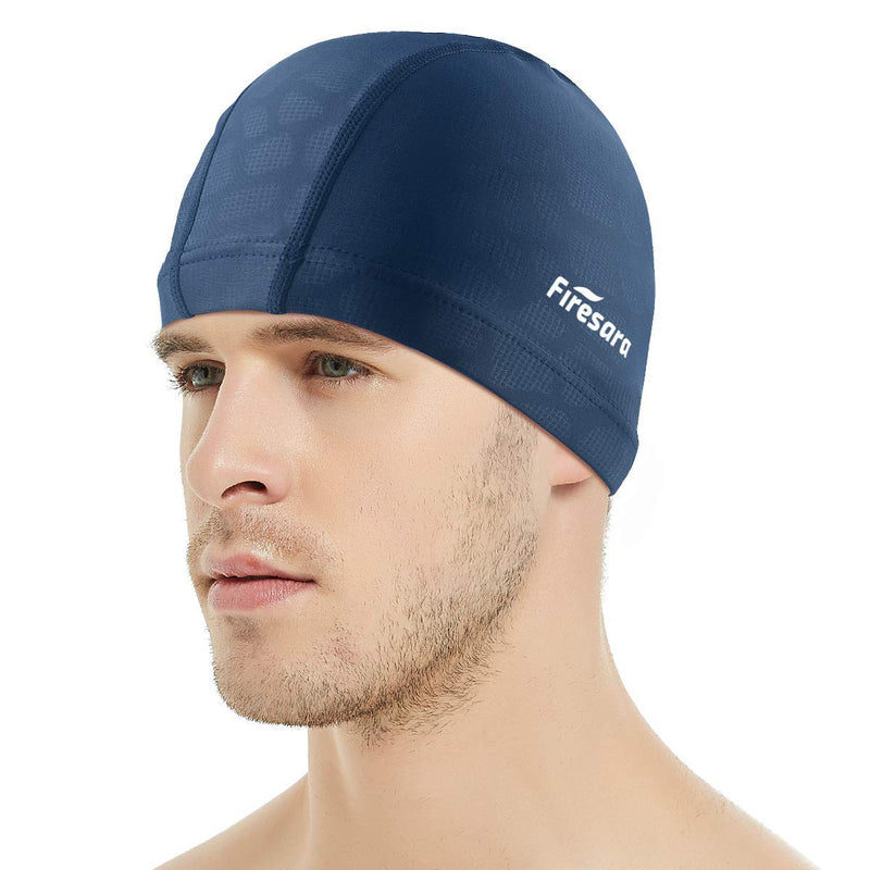 Firesara Fabric Swim Cap, High Elasticity Swimming Cap Keeps Hair Clean Breathable Fit Both Long Hair Short Hair, Swim Caps Woman Girls Men Kids One Size Hat Skyblue - BeesActive Australia