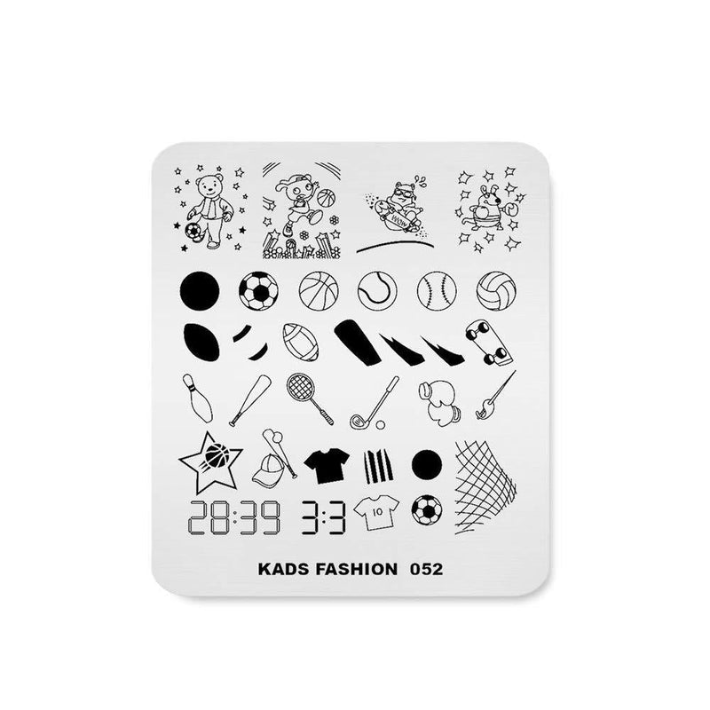 Rolabling Nail Stamping Plate Fashion Sport Football Soccer Baseball Hockey Theme Multi-Pattern Stamp Print Image Stamp Template Nail Art for Nail Design FA052 - BeesActive Australia