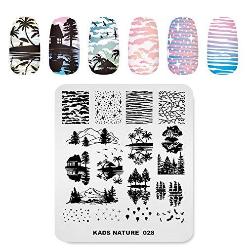 Nail Stamping Plate Fashion Nature Lake Lakeside River Seaside Jungle Night Sky Theme Multi-Pattern Stamp Print Image Stamp Template Nail Art for Nail Design By Rolabling NA028 - BeesActive Australia