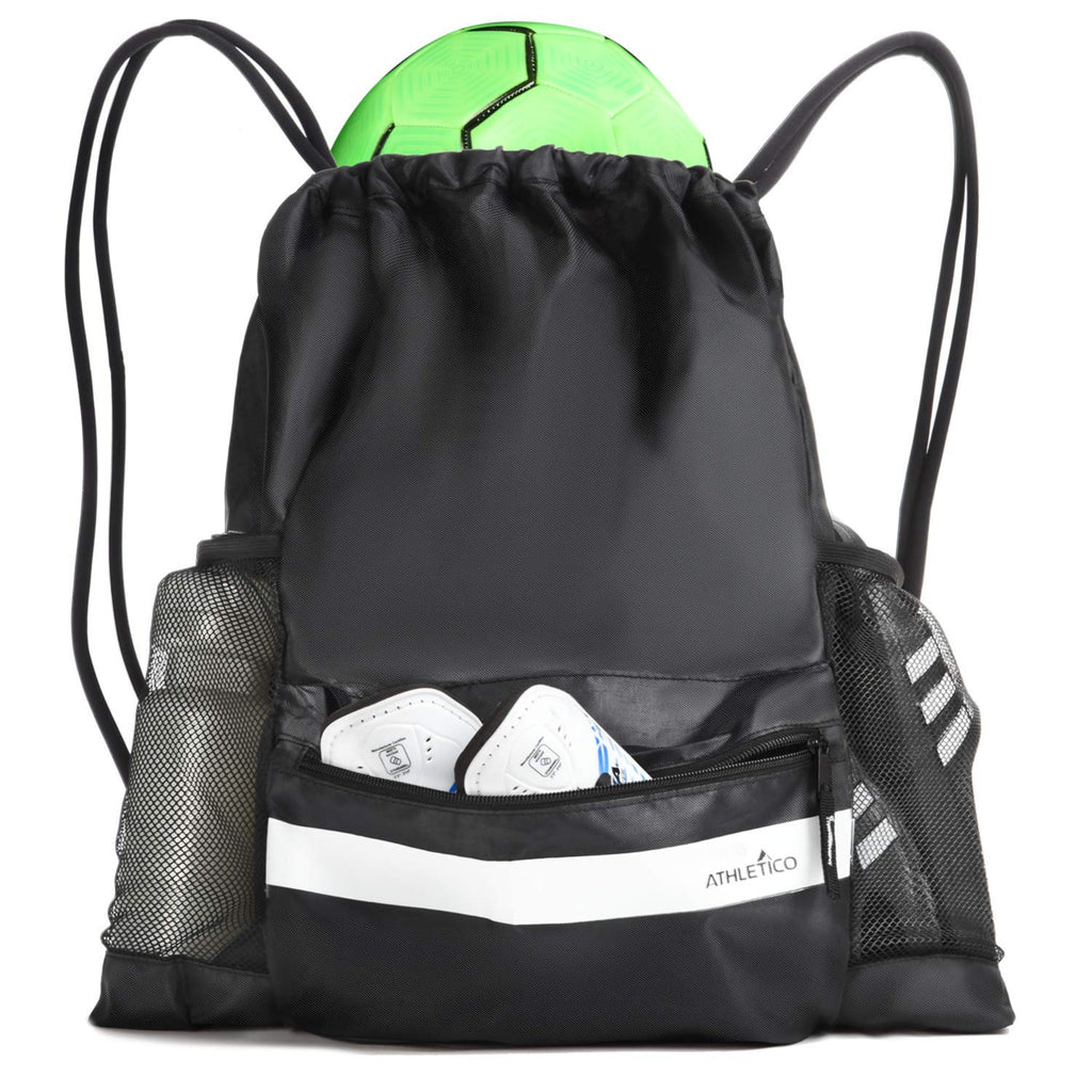 Athletico Drawstring Soccer Bag - Soccer Backpack For Boys or Girls Can Also Carry Basketball or Volleyball Black - BeesActive Australia
