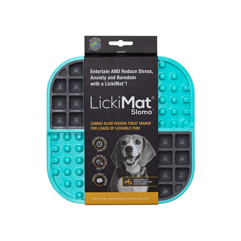 Lickimat Slomo, Dog Slow Feeders Lick Mat, Boredom Anxiety Reducer; Perfect for Food, Treats, Yogurt, or Peanut Butter. [Fun Alternative to a Slow Feed Dog Bowl] Available in a Variety of Colors Turquoise - BeesActive Australia