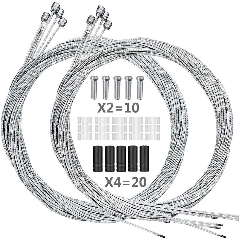 Hapleby 10PCS Premium Bike Shift Cable, Professional Bicycle Shift Wire Kit for Mountain and Road Bicycle, for Free 5 O-Rings, 10 End Ferrules and 20 End Caps, by Hyacinth - BeesActive Australia