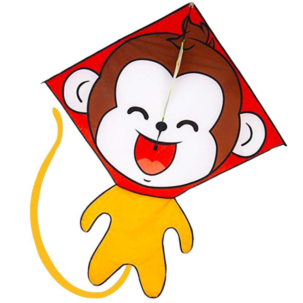 [AUSTRALIA] - Besra Cute Monkey Kite Single Line Easy to Fly Animal Nylon Diamond Kite with Handle & Strings for Kids and Adults 