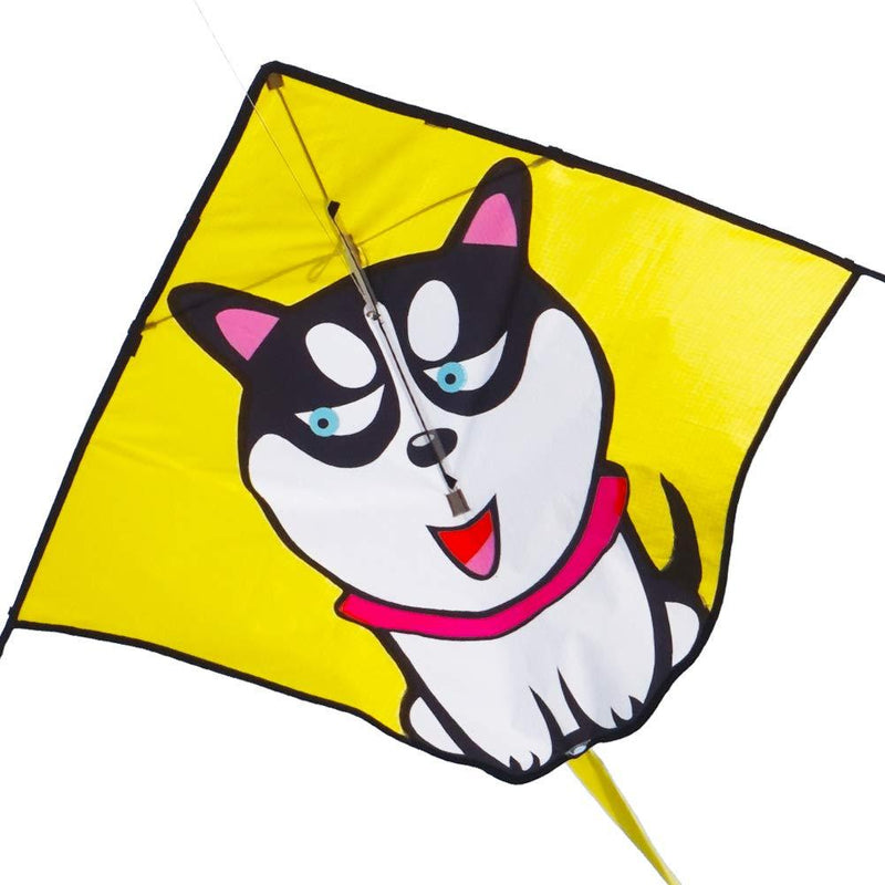 [AUSTRALIA] - Besra Large Husky Dog Kite Single Line Puppy Kite Easy to Fly Nylon Delta Kite with Handle & Strings for Kids & Adults Yellow 