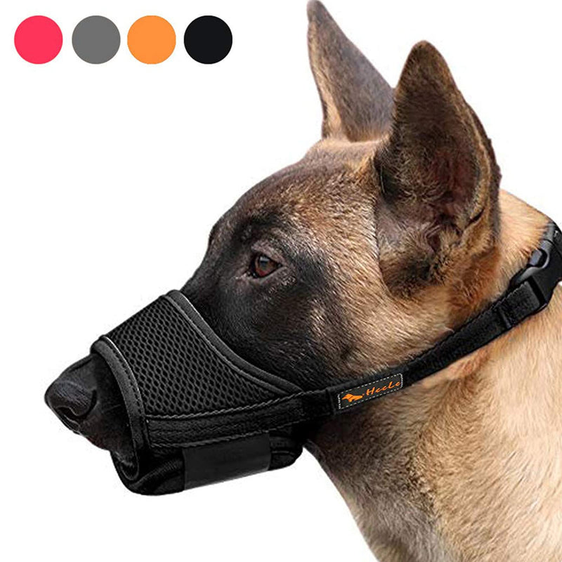 HEELE Dog Muzzle,Soft Nylon Muzzle Anti Biting Barking Chewing,Air Mesh Breathable Drinkable Adjustable Loop Pets Muzzle for Small Medium Large Dogs 4 Colors 4 Sizes L Black - BeesActive Australia