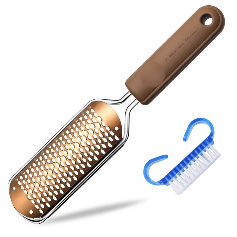 Pedicure Foot File Callus Remover - Large Foot Rasp Colossal Foot Scrubber Professional Stainless Steel Callus File for Wet and Dry Feet (Athens Copper) Athens Copper - BeesActive Australia