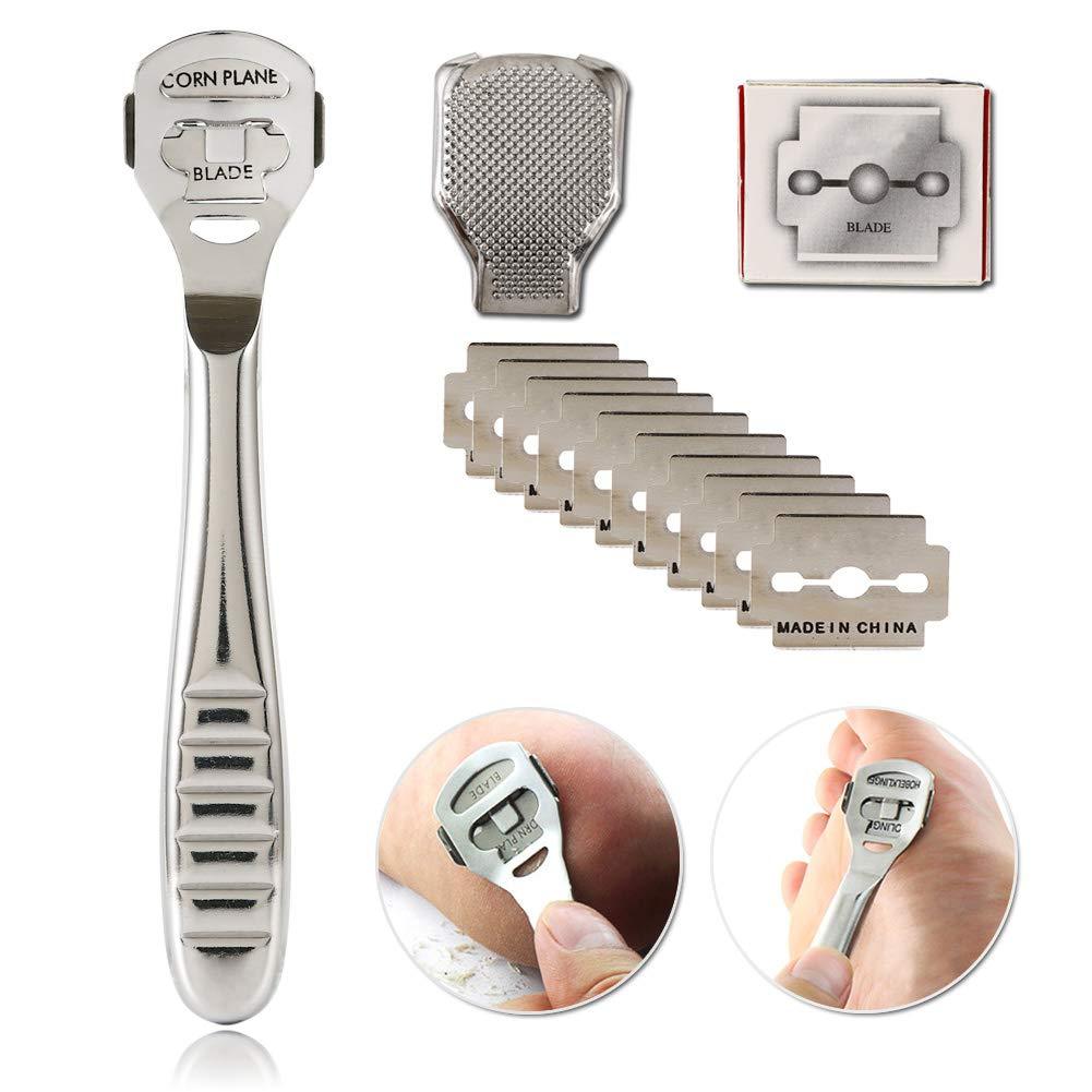 iButliv Callus Remover for Feet, Foot Callus Shaver Heel Hard Skin Remover for Hand Feet Pedicure Razor Tool Shavers with Stainless Steel Handle 10 Blades - BeesActive Australia