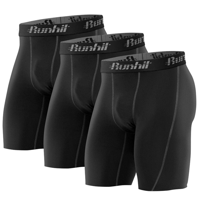 Runhit Compression Shorts Men Underwear Spandex Running Shorts Workout Athletic 3 Pack:black Grey Small - BeesActive Australia