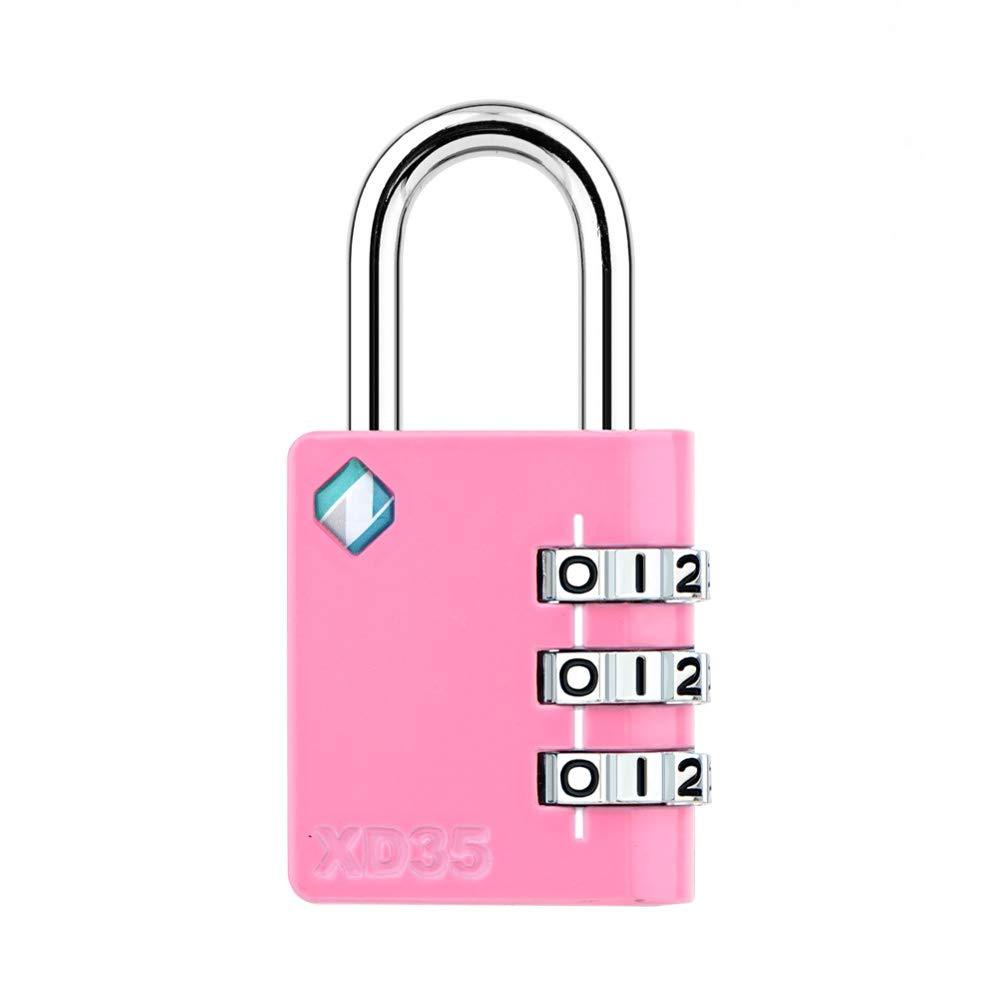 [ZARKER XD35] Padlock- 3 Digit Combination Lock for Gym, Sports, School & Employee Locker, Outdoor,Toolbox, Case, Fence and Storage - Metal & Steel - Easy to Set Your Own Combo - 1 Pack(Pink) Pink 1 Pack - BeesActive Australia