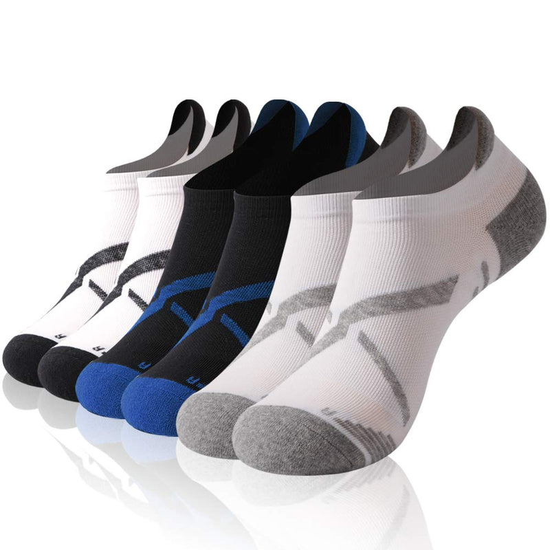 Running Socks, Gmark Unisex Ultimate Dry Cotton Athletic Ankle Socks 1,3,6 Pairs Large 6 Pairs-black+grey+blue - BeesActive Australia