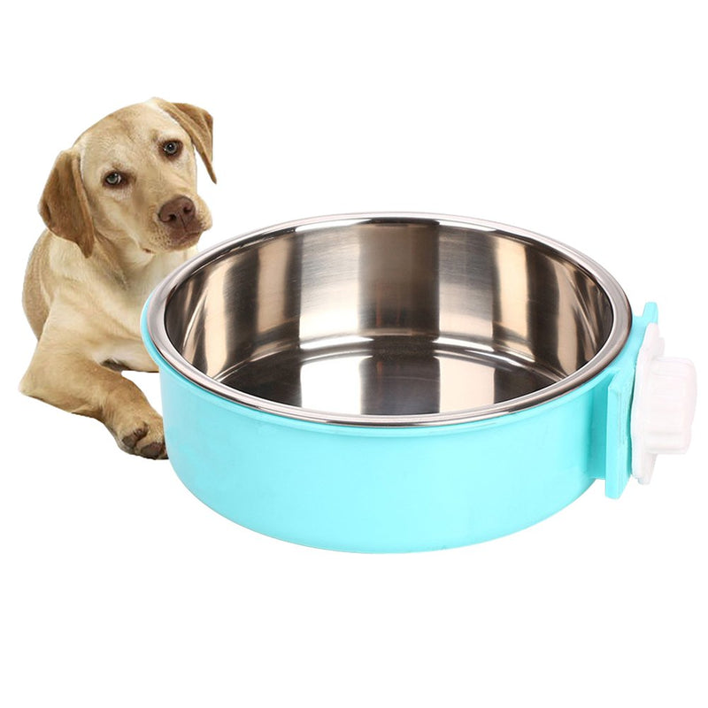 Crate Dog Bowl, Stainless Steel Removable Hanging Food Water Bowl Crate Coop Cup ,Pet Cage Bowls with Bolt Holder for Dog, Puppy, Cat, Rabbit, Bird ,Small Animals Large (Pack of 1) Blue Round - BeesActive Australia