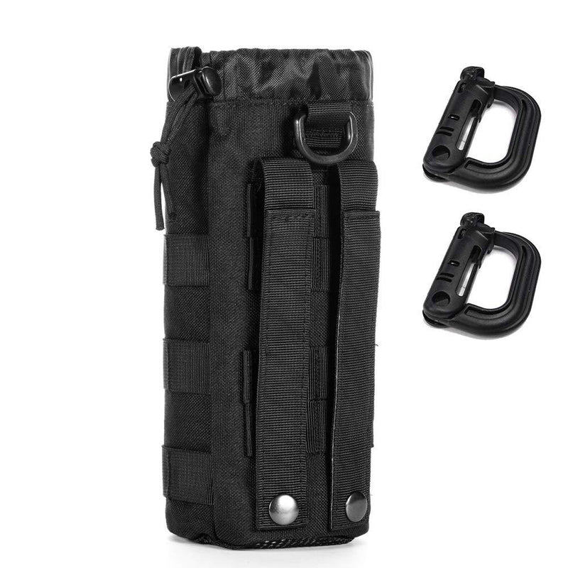 [AUSTRALIA] - Upgraded Sports Water Bottles Pouch Bag, Tactical Drawstring Molle Water Bottle Holder Tactical Pouches, Travel Mesh Water Bottle Bag Tactical Hydration Carrier Black-1Pack 