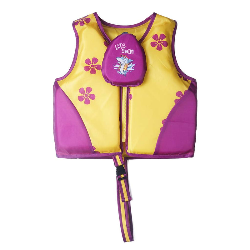 Megartico Kids Swim Vest Float Jacket Buoyancy Polyester Swimwear Blue Pink Yellow 2-6 Years Old Yellow/Purple Shark 2-4 - BeesActive Australia