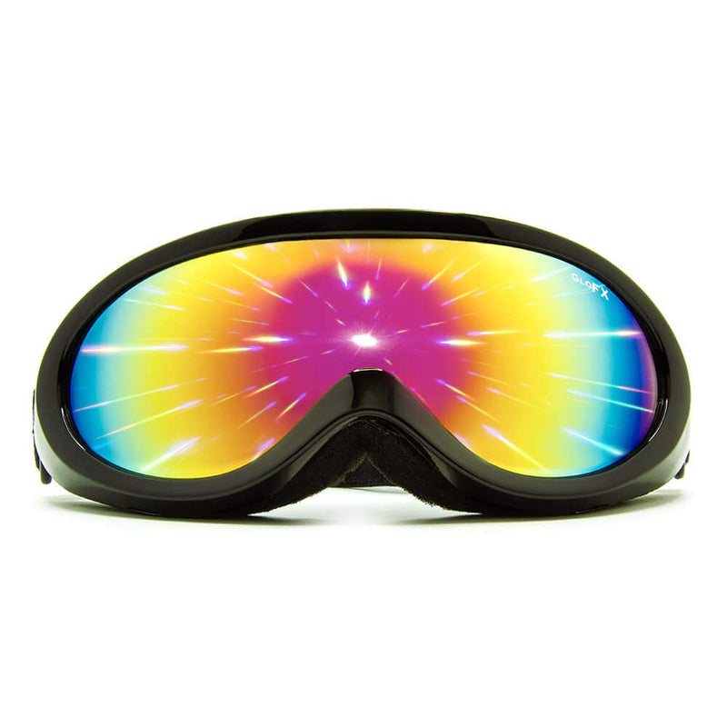GloFX Black Diffraction Ski Goggles - Rainbow Gradient Rave Prism Kaleidoscope Lightshow Lenses - BeesActive Australia
