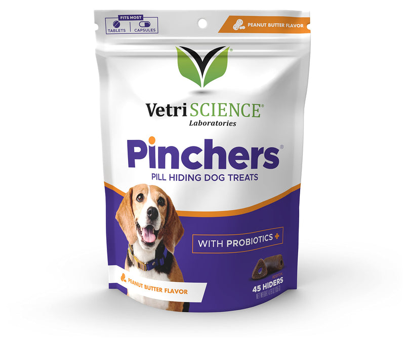 VETRISCIENCE Laboratories Pinchers Pill Hiding Pocket Treats for Pets with Probiotics - Less Greasy, Tasty Flavor Dogs Love Organic Peanut Butter 45 Count (Pack of 2) - BeesActive Australia