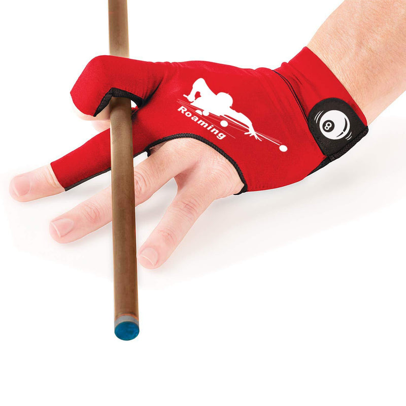 [AUSTRALIA] - Roaming Quick-Dry Breathable Billiard Pool Gloves, Shooters Carom Snooker Cue Sport Glove Fits on Left or Right Hand Red L-XL 