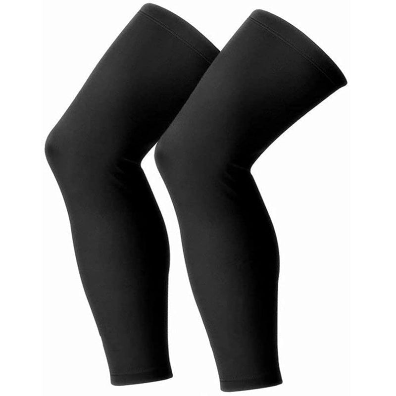 Leg Sleeves Compression Long Sleeve Calf and Shin Supports for Football Basketball Cycling (Medium, Black) Medium (1 Pair) - BeesActive Australia