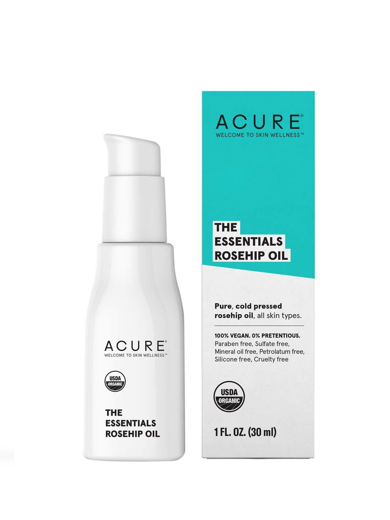 ACURE The Essentials Rosehip Oil | 100% Vegan | Versatile - For Any Skin & Hair Care Regimen | Pure, Cold Pressed & Rich in Essential Fatty Acids | For All Skin Types | 1 Fl Oz - BeesActive Australia