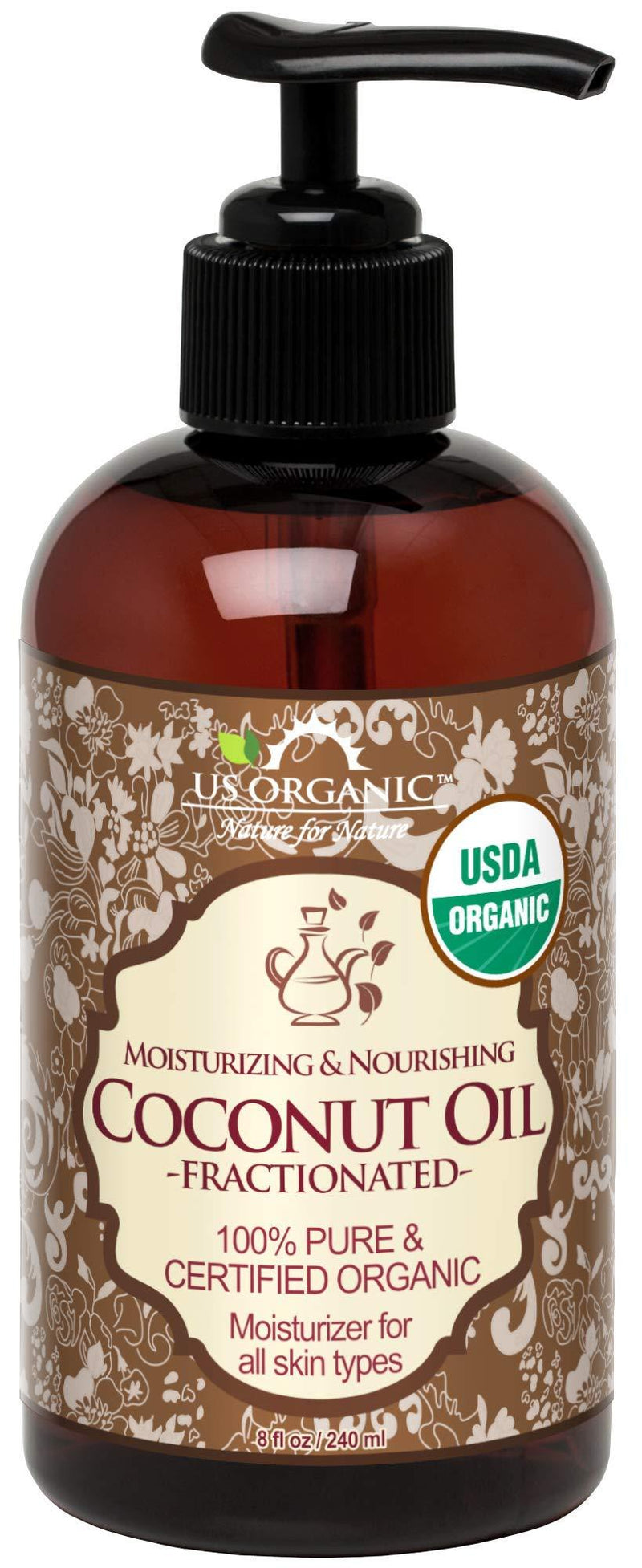 US Organic Fractionated Coconut MCT Oil (Liquid Coconut Oil), USDA Certified Organic, Non-GMO, Perfect for massage, carrier oil for DIY blends, Hair, Skin care. 100% Pure, Hexane-Free (8 oz) 8 Fl Oz (Pack of 1) - BeesActive Australia