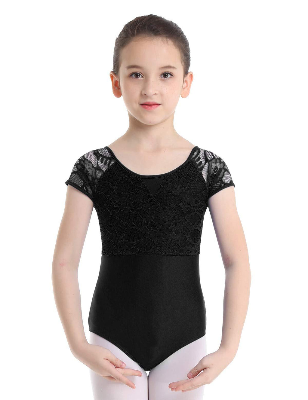 [AUSTRALIA] - moily Kids Girls Floral Lace Cutout Back Camisole Leotard Gymnastics Ballet Dance Activewear Dress Black 7/8 