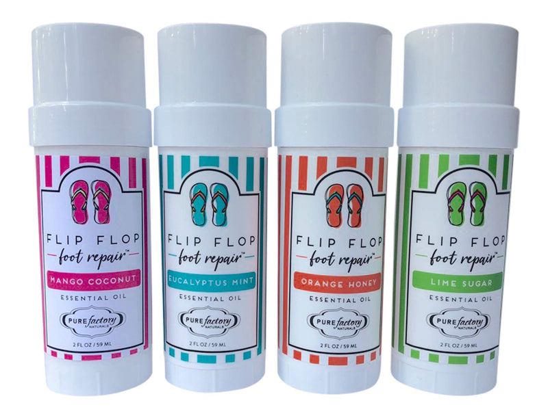 Foot Balm Moisturizer For Rough Heels & Dry, Cracked Feet Flip Flop Foot Repair Bundle 4 Pack Mango Coconut, Lime Sugar, Orange Honey, Eucalyptus Mint - BeesActive Australia