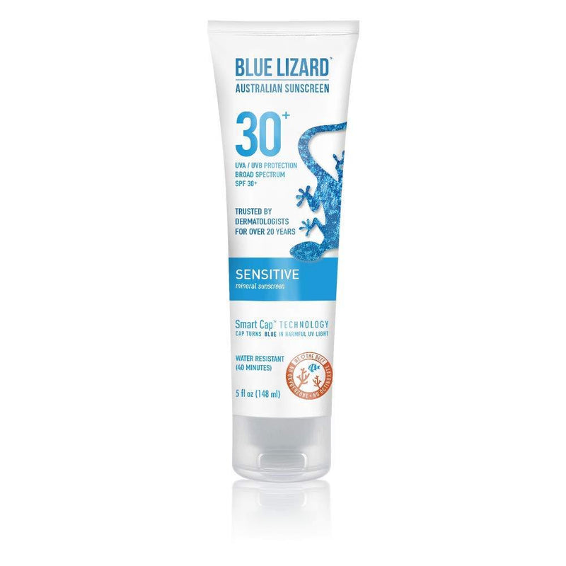 BLUE LIZARD Australian Sunscreen, Sensitive SPF 30+, 5-Ounce SPF 30 - 5 Fl Oz - Tube - BeesActive Australia