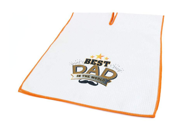 Center Cut Microfiber Golf Towel 16"x40" - Lightweight, Large Size, Super Absorbent, Fast Drying, Center Hole Drapes Over Clubs Best Dad in the World - BeesActive Australia