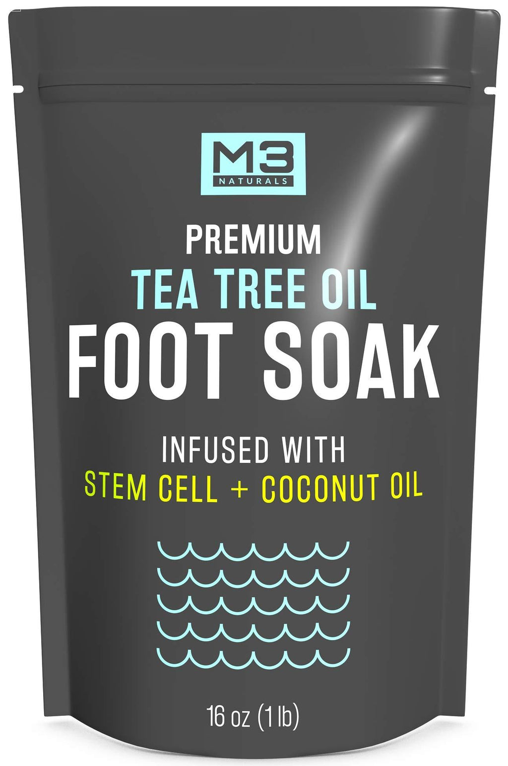 M3 Naturals Tea Tree Oil Foot Soak Infused with Stem Cell - Epsom Salt Foot Spa for Athletes Foot, Toenail Fungus, Callus Remover, Stubborn Foot Odor - Essential Pedicure Foot Bath for Tired Feet 16oz - BeesActive Australia