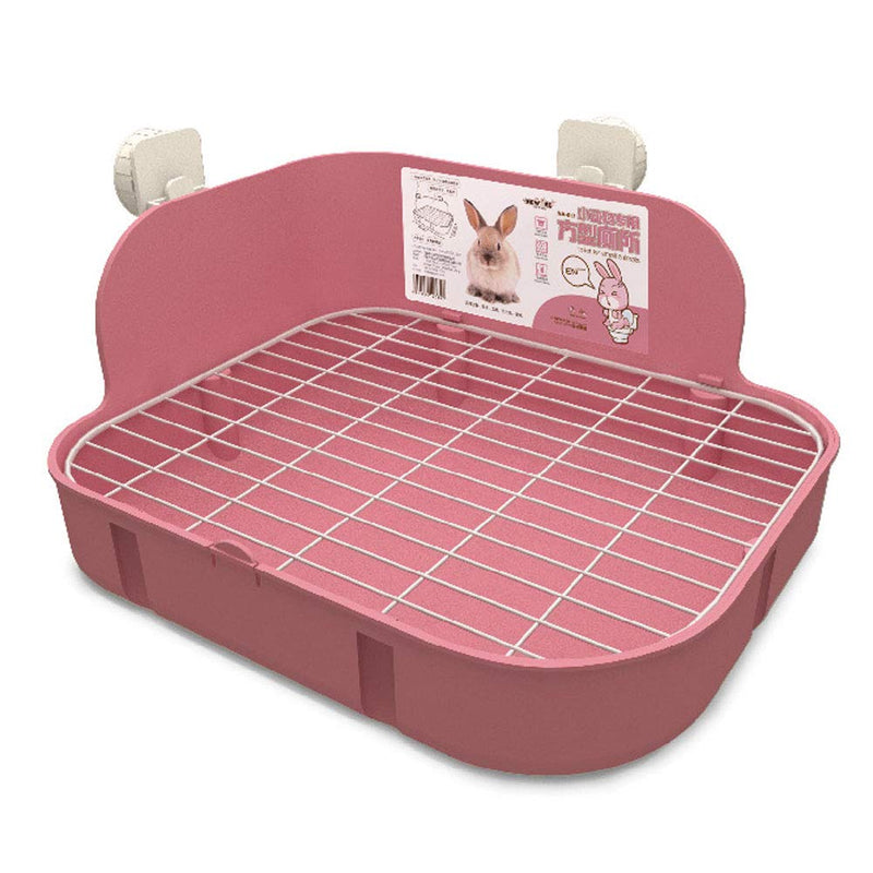 SunshineBio Rabbit Litter Box Toilet for Small Animal Bunny Rabbits Guinea Pig Galesaur Ferrets Corner Litter Pan Potty Trainer with Stainless Steel Panel Small Pets Cage Toilet Bedding Box Pink - BeesActive Australia