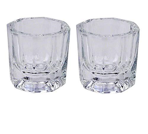 LASSUM 2PCS Nail Art Acrylic Liquid Powder Dappen Dish Glass Crystal Cup Glassware Nail Art Tools - BeesActive Australia