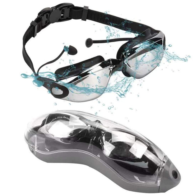 ASEEBY Swimming Goggles Anti Fog No Leaking UV Protection with Ear Plugs for Men and Women Black - BeesActive Australia