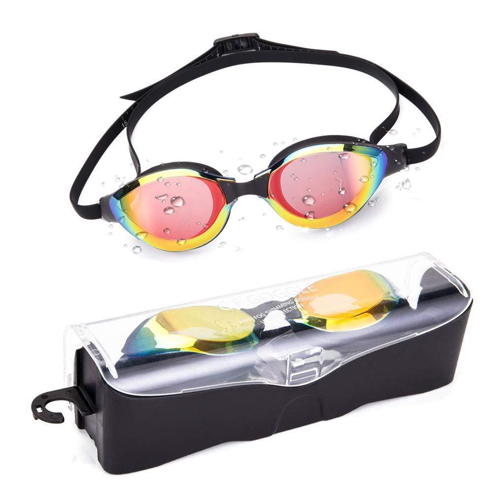 [AUSTRALIA] - KOLCY Swim Goggles, Anti Fog Swimming Goggles UV Protection Pool Goggles No Leaking Water Goggles Triathlon Swim Goggles for Adult Men Women Indoor Outdoor Red(Daily) 