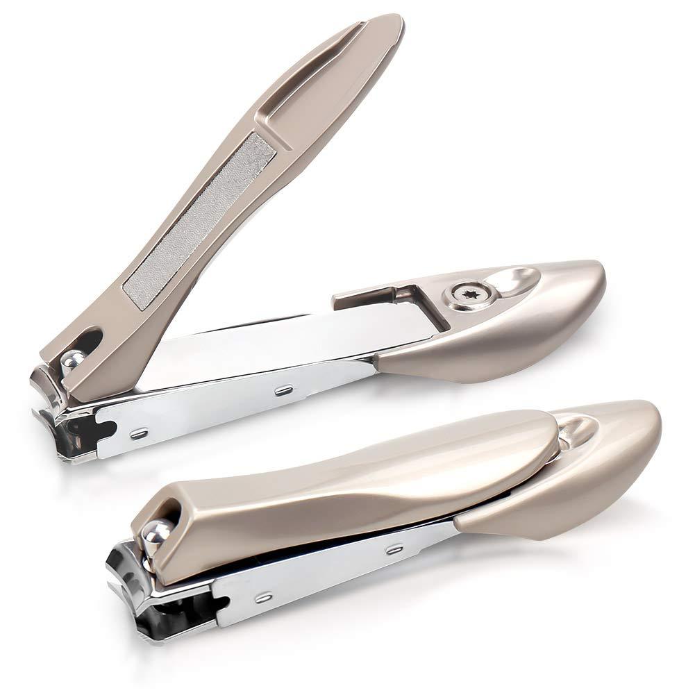 2 Pack Nail Clippers, Zinc Alloy Stainless Steel Nail Cutters, Cutting Force Fingernail Clipper and 4mm Wide Jaw Thicker Toenail Clipper, Ergonomic Design Nail Trimmer for Adults, Kids, Elderly - BeesActive Australia