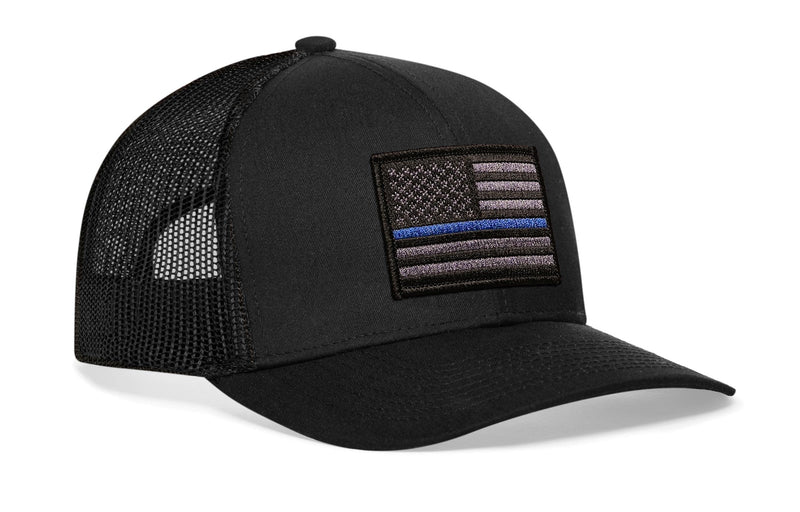 HAKA American Flag Hat, USA Trucker Hat for Men & Women, Adjustable Baseball Cap, Mesh Snapback, Durable Outdoor Hat Black Thin Blue Line (Grey Stripes) - BeesActive Australia