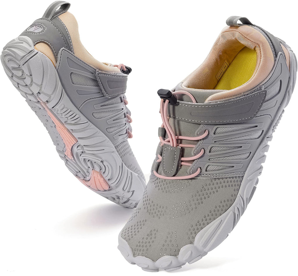 WHITIN Women's Barefoot & Minimalist Shoe | Zero Drop Sole | Trail Runner 5.5-6 1_ Pink/Grey - BeesActive Australia