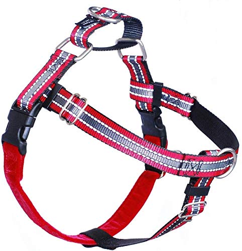 2 Hounds Design Freedom No-Pull Dog Harness with Leash | Reflective for Safety | Adjustable and Comfortable Control for Dog Walking | Made in USA 1" Wide Large (26"-32") Red - BeesActive Australia