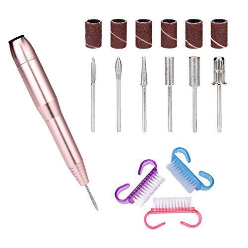 Portable Electric Nail Drill, Nail E File Kit Grinder with Cleaning Brush, Professional Machine Pedicure Polishing Shape Tools for Acrylic Gel Nails(Pink) - BeesActive Australia