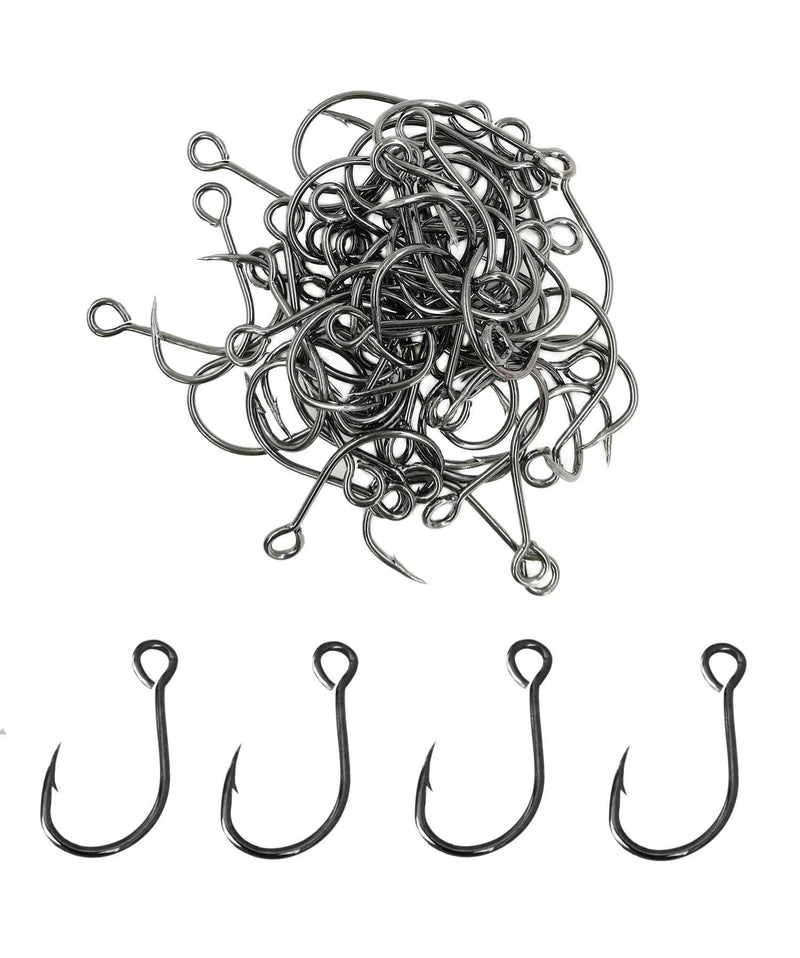 [AUSTRALIA] - Drchoer 50pcs/Pack Fishing Single Replacement Hook Inline Large Eye Single Hook for Fishing Spoon Spinner Lure Bait Hooks Sz3/0 2/0 1/0 1# 2# 4# 6# 8# 6# 