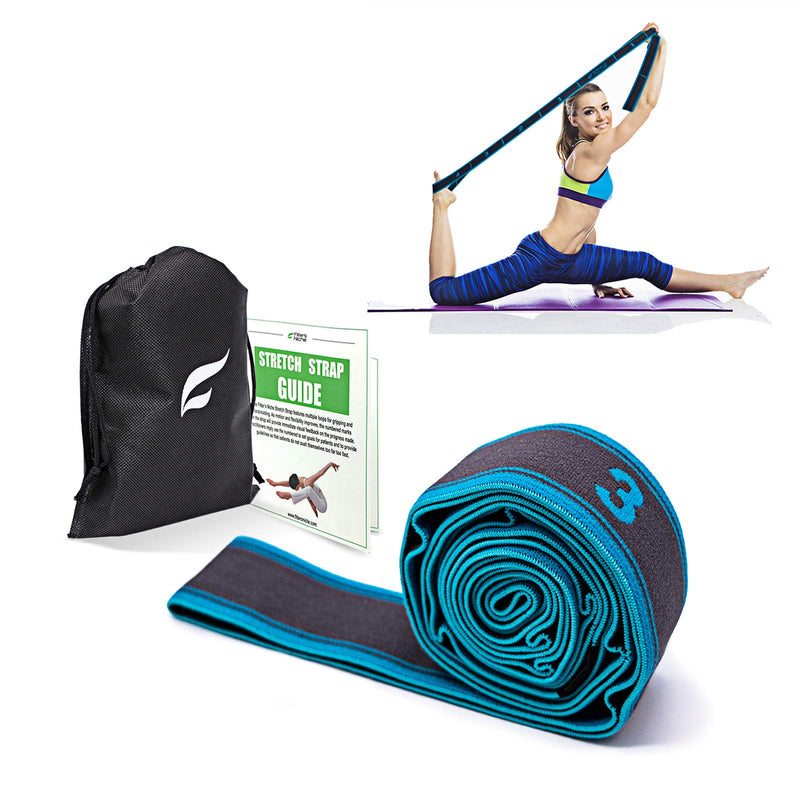 Exercise Resistance Band, High Elastic Resistant 9 Loops Yoga Stretching Strap, Ideal for Tone Muscles Dancer Gymnast Warm up Rehab Physical Therapy Recovery Flexibility Hamstring, Free Bag and Guide Blue - BeesActive Australia