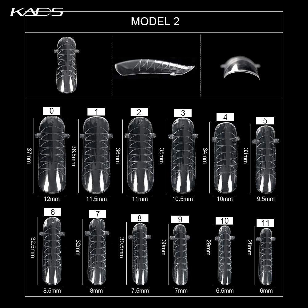 KADS 120PCS Clear Full Cover Dual Nail System Form UV Gel Acrylic Nail Art Mold Artificial Nail Tips with Scale for Extension (MODEL 2) MODEL 2 - BeesActive Australia
