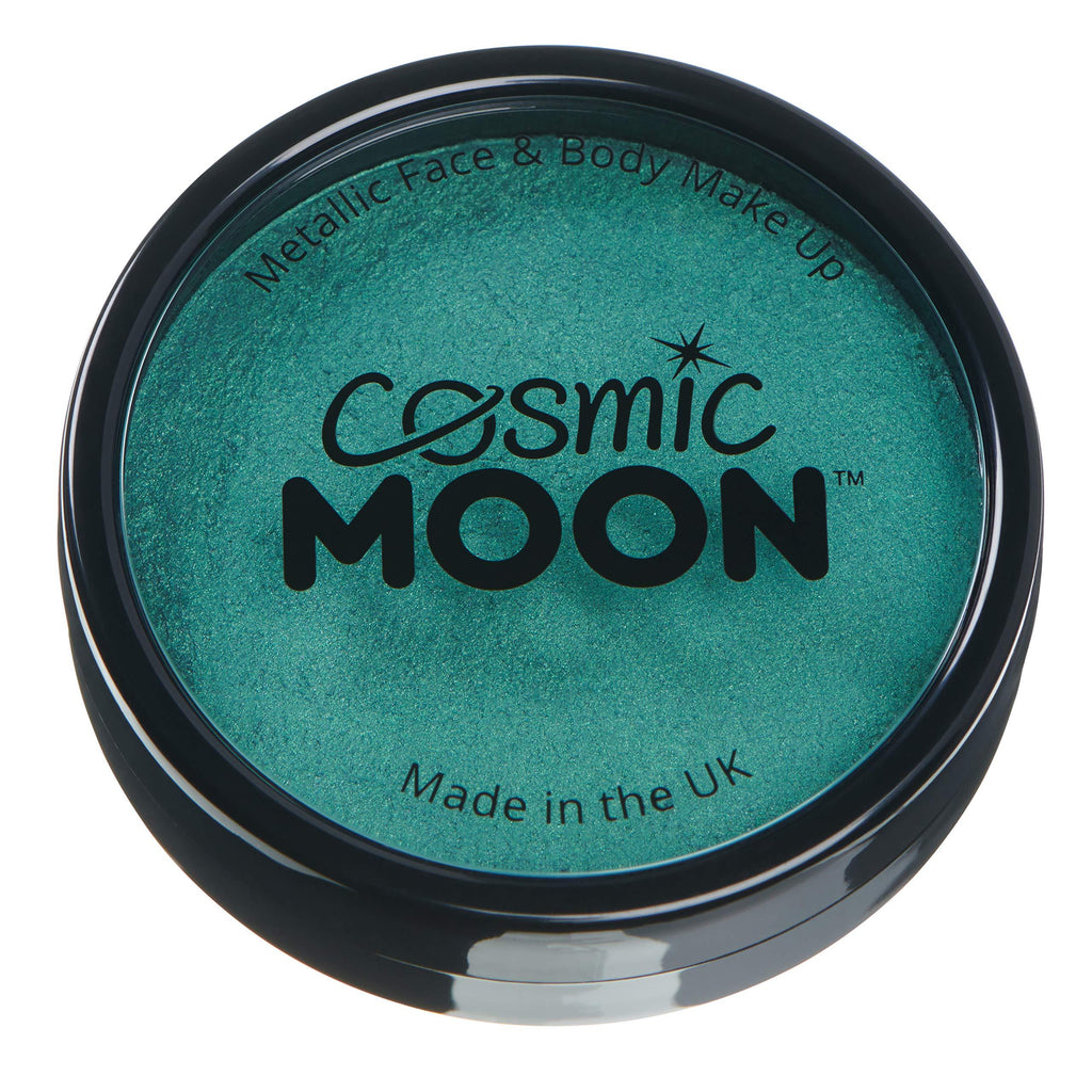 Cosmic Moon Metallic Pro Face & Body Paint Cake Pots Green - Professional Water Based Face Paint Makeup for Adults, Kids - 1.26oz - BeesActive Australia